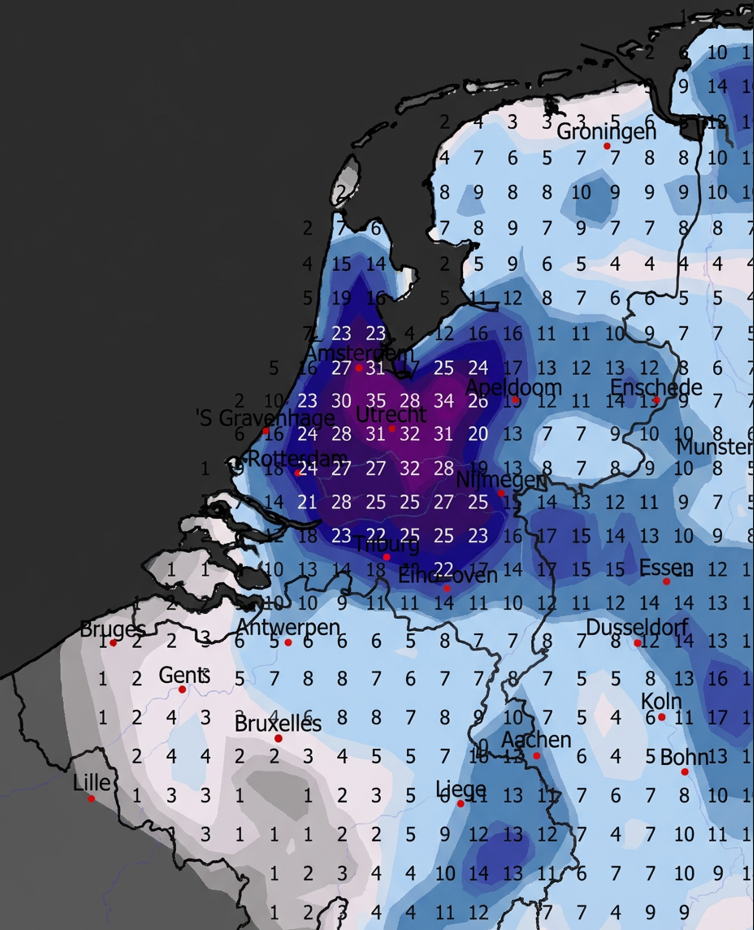 Sneeuwalarm voor de Randstad vanaf 5 januari 2026: bekijk hoeveel cm er bij jou valt